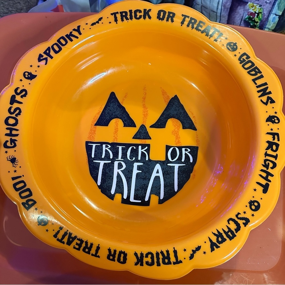 Party City Orange Halloween Trick or Treat Bowl